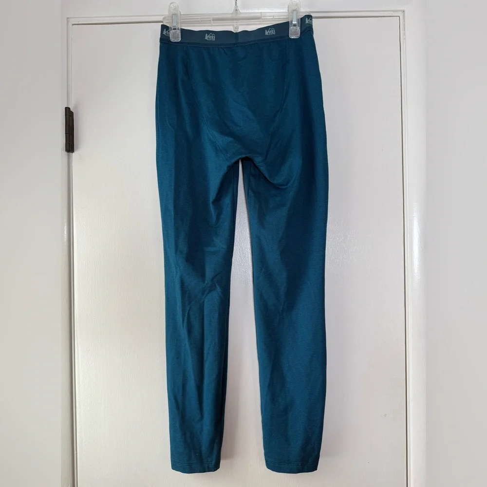 REI Co-Op Kids Base Layer Leggings Teal Blue Green Size Large 14-16 Hike Winter